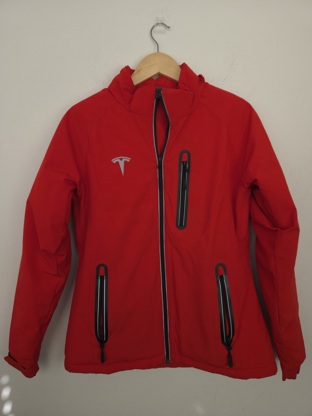Tesla Motors Mens Red Softshell Outerwear Jacket Full Zip Tech Size M